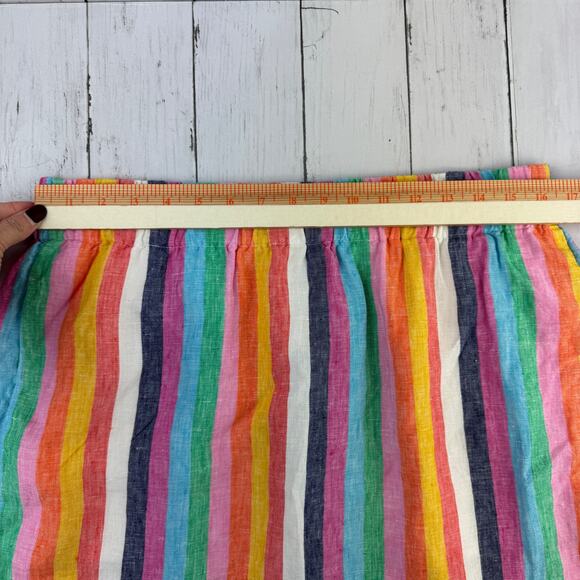 J. Crew Rainbow Stripe Linen Pull-on Knee-Length Skirt Pockets AO793 Size Large - Picture 12 of 15